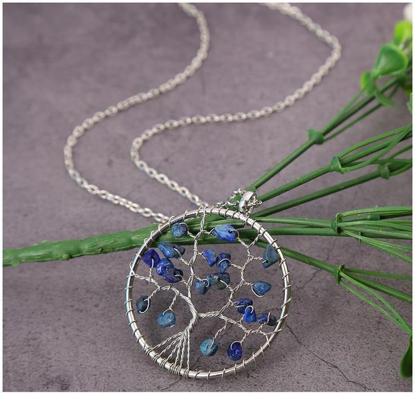 

wicca chakra stones natural stone quartz tree of life pendant for women men healing crystal necklace pendants diy reiki jllezc, Black