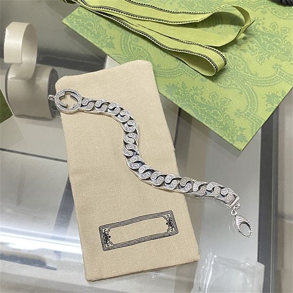 

925 silver old cuban bracelet men's and women's hollow, Golden;silver