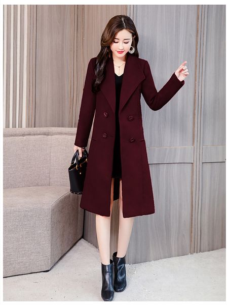 

long women's thick single size loose wool coat of women trespassate long-sleeved slender straight type azyp ef7l, Black;brown