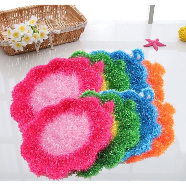 

flower shaped dish scrubber sponge non scratch cute home kitchen tool bowls pan wash cleaning cloth shed tableware wash f wmtlqc