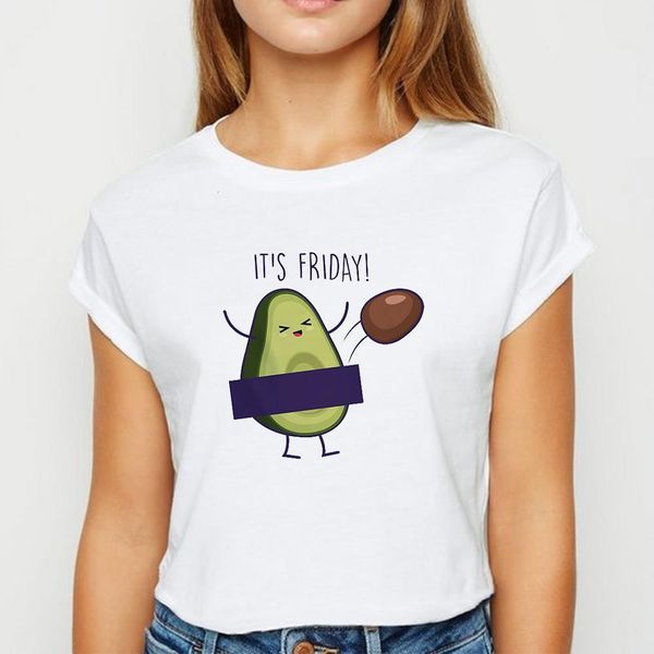 

loose ropa mujer avocado tshirt versatile ulzzang spring summer t shirt women spoof graphic printing round neck t-shirts, White