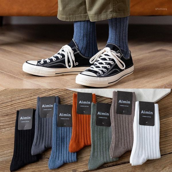 

2020 winter men cotton socks businness casual crew socks breathable male sport gift1, Black