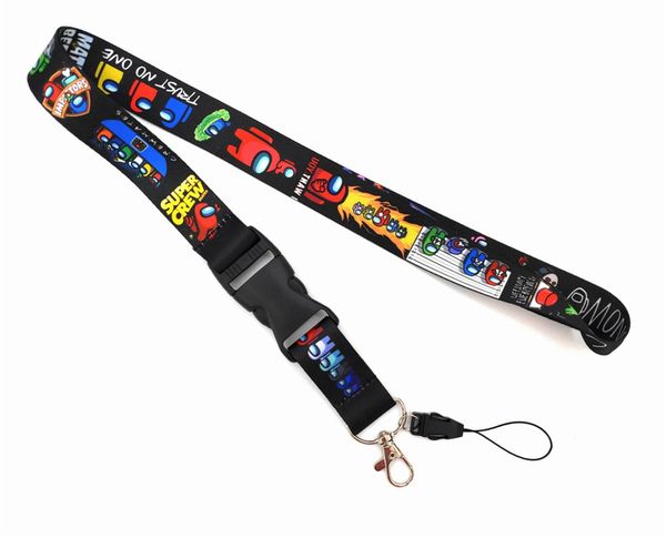 

among us new game lanyard id card work permit key chain adults children cartoon long type buckle heat transfer lanyard card rope e113001