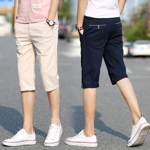

shorts korean trend slim casual capris summer thin men's pants, White;black