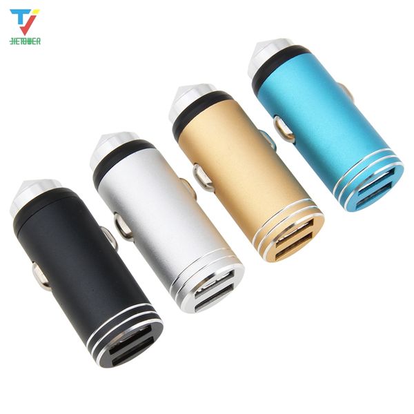 

metal dual usb port car charger universal 3.1a for iphone x xs 11 samsung xiaomi fast charging adapter mobile phone chargers 50pcs/lot