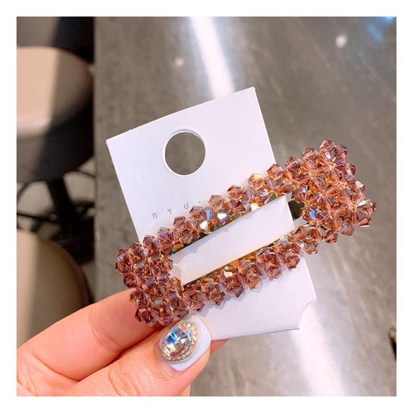 

new colorful shining crystal hollow hair clip geometric square snap barrette stick hairpin bobby pins hair styling accessories sqcwmq, Golden;silver
