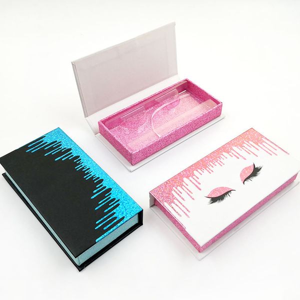 

new eyelash packaging box fluffy 25mm mink flase eyelashes custom lash packaging with tray rectangle case