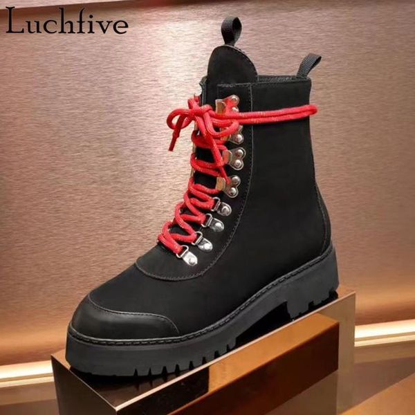 

boots lace up buckle short women pointy toe ladies shoes low heels black woman runway ankle