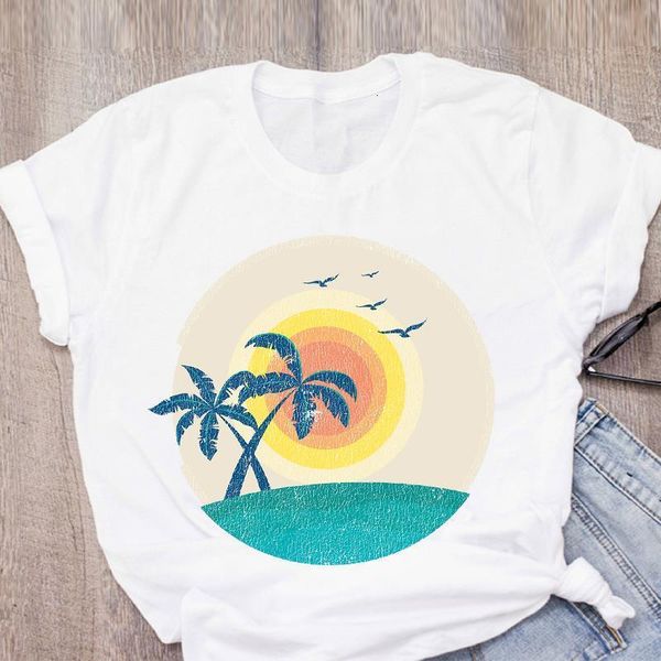 

women graphic vacay mode travel floral beach printed fruit summer lady t-shirt shirt womens clothing tee female t shirt, White