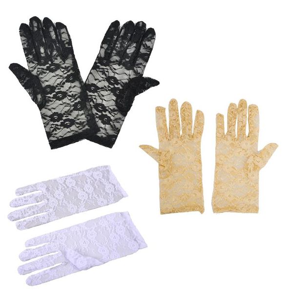 

five fingers gloves elegant ladies short lace costume, Blue;gray