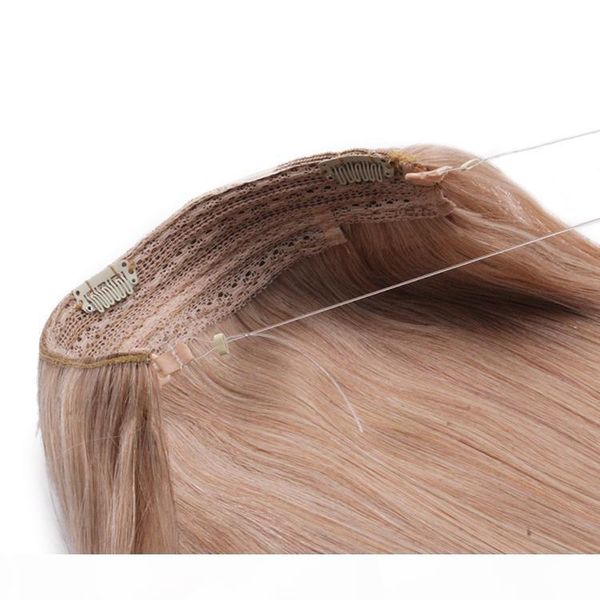 

weaving remy russian blonde hair halo hair extensions 100grams honey blonde color #18 flip in hair extensions, Black