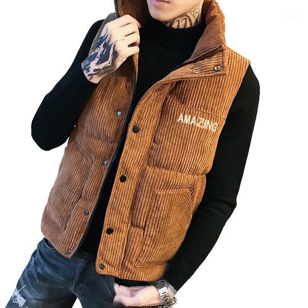 

mens down vests winter jackets waistcoat men fashion sleeveless solid zipper coat overcoat keep warm1, Black;white