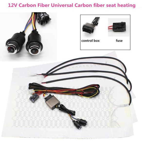 

12v universal 6 level carbon fiber car heated heating heater seat pads winter warmer seat covers kit1