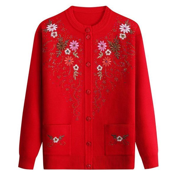 

women's knits & tees middle age mother knitted cardigan sweater coats 2021 autumn winter plus size 4xl women knitwear female casual cl, White