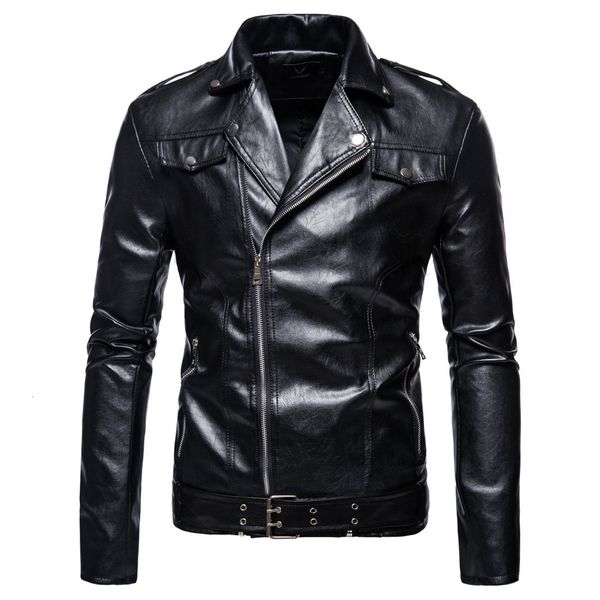

new men's solid color motorcycle pu leather jacket large fashion casual coat, Black;brown