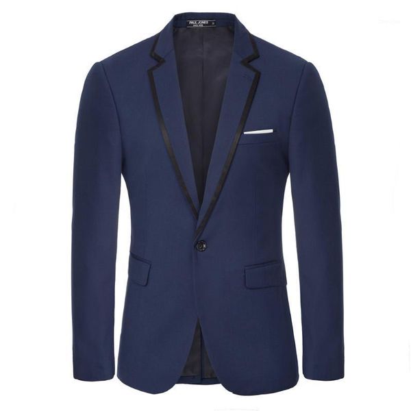 

men's coats spring autumn contrast strips decorated blazer coat one-button notch lapel back split blazers work wear office male1, White;black