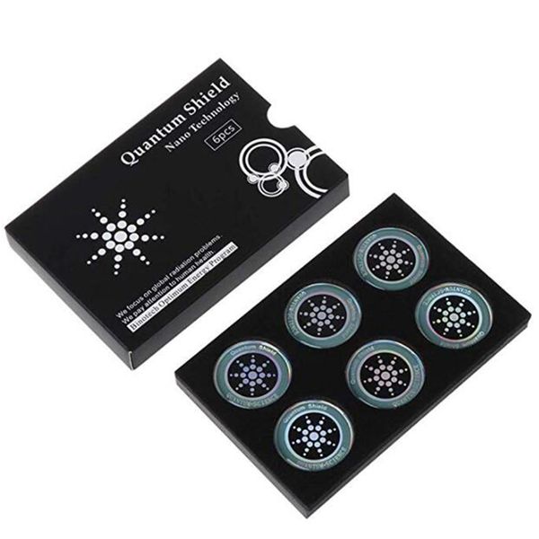 

quantum shield anti radiation sticker protection american technology cell phone anti emf emr protection box 6 pcs/set gold silver