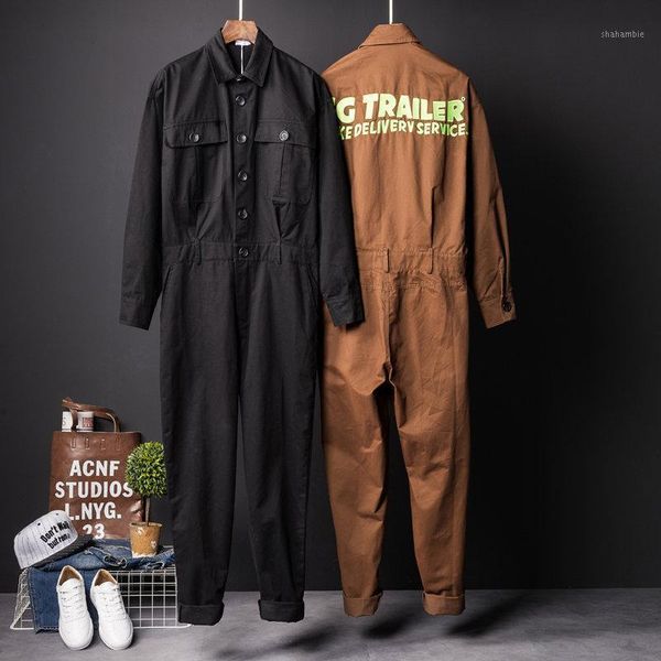 

fashion one piece overalls men long sleeve jumpsuits rompers casual vintage male pants trousers clothes spring autumn plus size1, Black