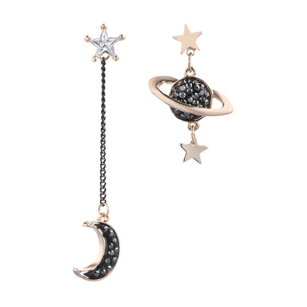 

2020 korean version of the new stars moon earrings female long tassel asymmetric earrings fashion jewelry spot wholesale, Silver