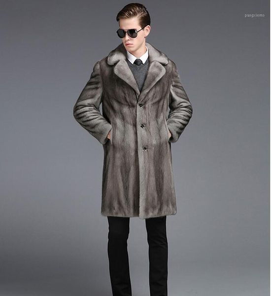 

men's otter tidy fur coat mink coat 2020 new haining men's suede suit collar shirt large size1, Black
