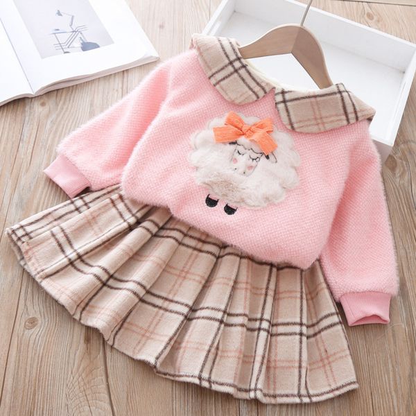 

toddler girls clothes princess kids winter long sleeve skirt school clothes warm girls outfits suit children clothix1019, White