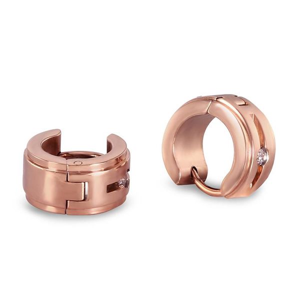 

rir pave princess crystal hoop earrings for women rose gold color white cubic zirconia wedding jewelry in stainless steel, Golden;silver