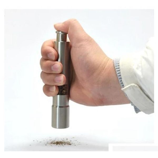 

manual pepper mill salt shakers one-handed pepper grinder stainless steel spice sauce grinders stick kitc jlllaf dhsybaby