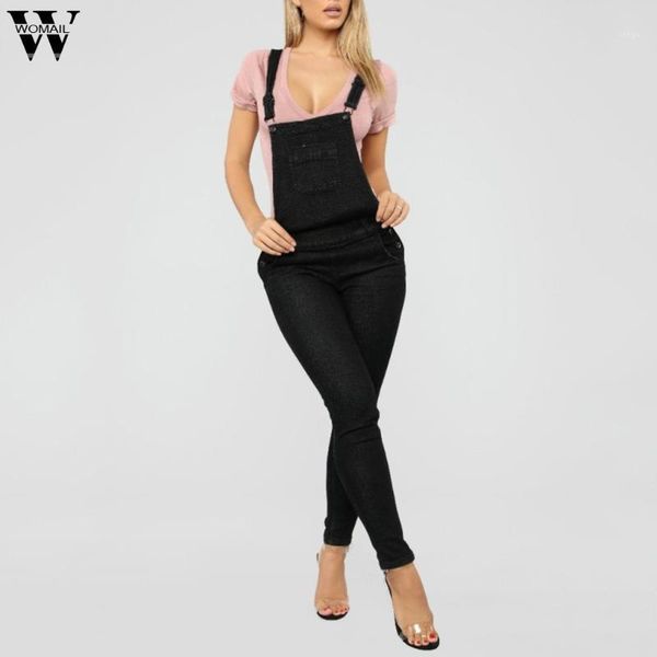 

womail denim overalls for women mom black jeans with pockets high waist skinny casual long rompers female pants jeans 20191, Blue