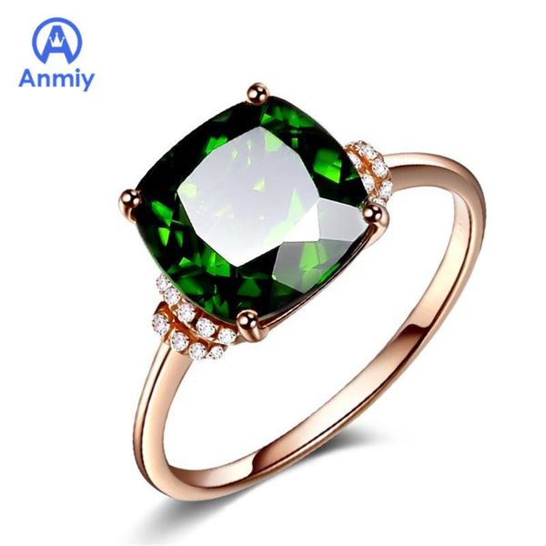 

cluster rings anmiy rose gold grandmother green women's inlaid colorful jewelry ring, Golden;silver