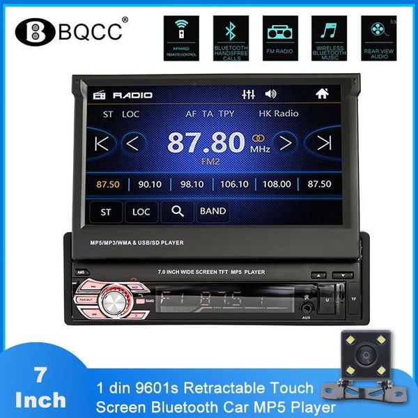 

car audio 1 din radio 7" hd screen fm bluetooth mp5 player 9601s retractabletouch radios1