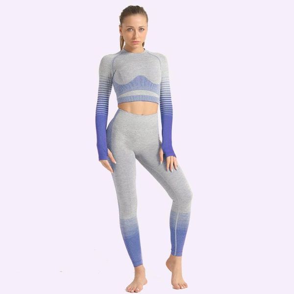 

yoga outfits women's seamless set sports clothing suit hip-lifting fitness running leggings elastic gym long sleeve female1, White;red