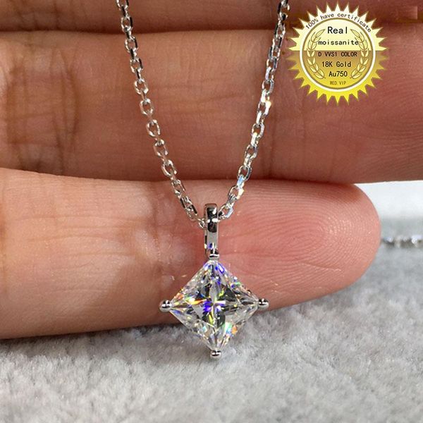 

chains solid au750 18k gold necklace 1ct moissanite diamond dvvs color with national certificate 002, Silver