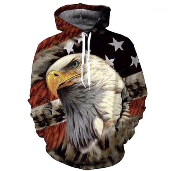 

wholesale- eagle print 3d hoodies men sweatshirt fashion american flag hooded sweats hip hop graphic pullover sudadera hombre1, Black