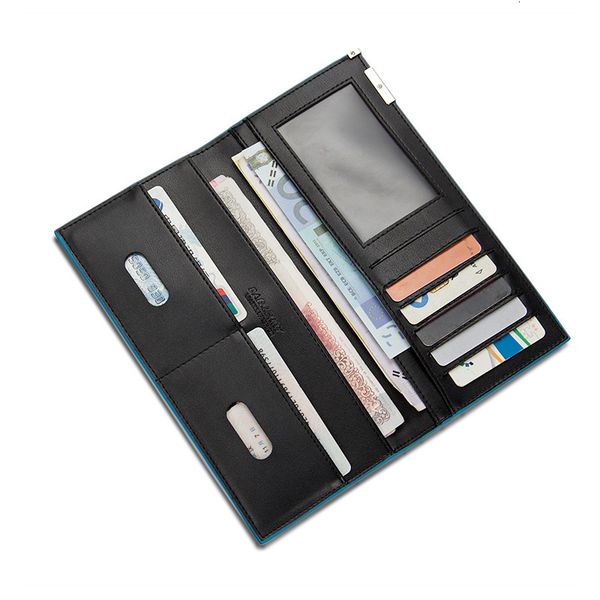 

new men's long large capacity blue side wallets fashionable ultra-thin practical id card holders money purses gifts, Red;black