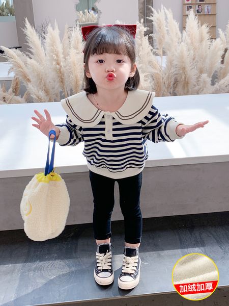 

girls' sweater set autumn winter plush children's korean version, White