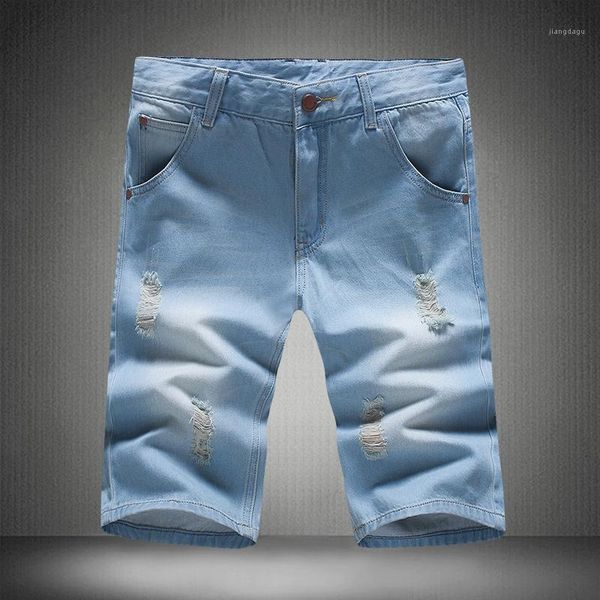 

men's hole shorts 2018 summer new fashion men's classic jean shorts1, Blue
