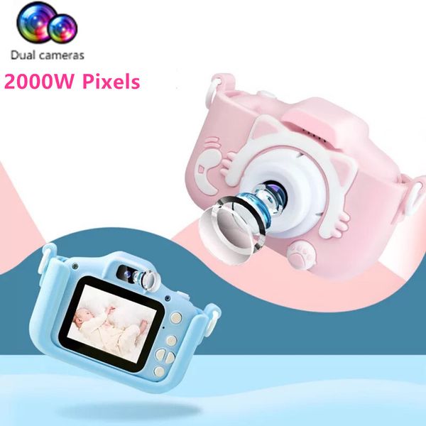 

kids digital camera 2 inch hd screen dual cameras projection video 2000w pixels children gifts boys girls toys parent child game lj200907