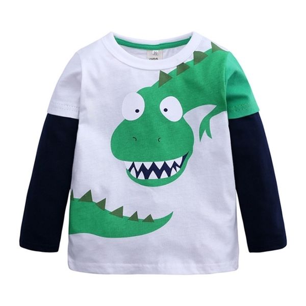 

kids boys long sleeve round neck t-shirt children cartoon dinosaur print tshirts fashion patchwork pullovers autumn sweatshirts 0-10y ly2204, Blue