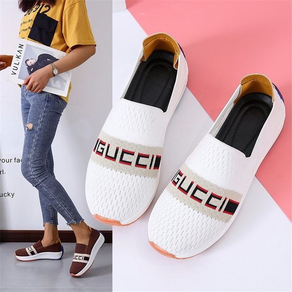 

2020 new lightweight non-slip casual comfortable all-match thick-soled breathable fashion flat women's shoes large size35-43 c1212, Black;white