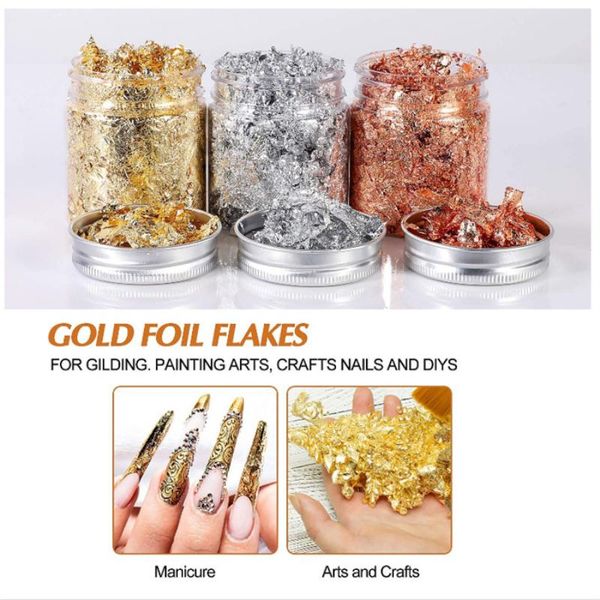 

nail glitter 1 box broken gold foil silver bottled diy art decor flakes rose paper shreds decoration tslm1, Silver;gold