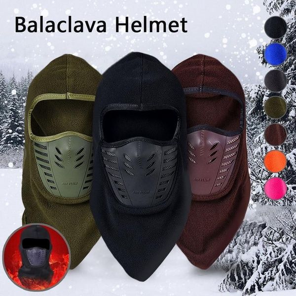 

beanies winter windproof hiking caps men warm thermal fleece balaclava face ski bike motorcycle neck warmer helmet hats dropship