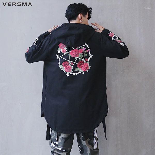 

versma japanese harajuku floral printed biker jacket outerwear men autumn vintage clothes streetwear jacket coat drop shipping1, Black;brown