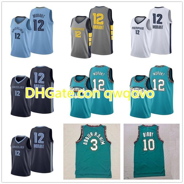 

ja 12 morant mike 10 bibby basketball jersey mens shareef 3 abdur-rahim 50 reeves retro green basketball shirt, Black;red