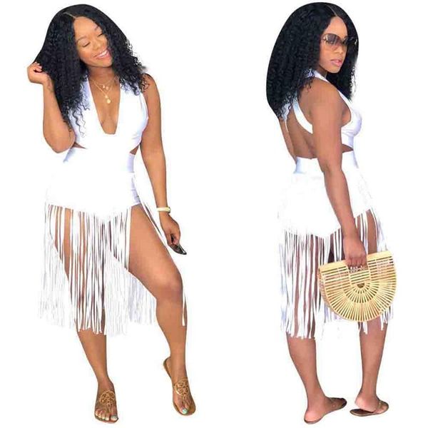 

sexy tassel bodysuit женщины спагетти ремешок пустотехниковая овд комбинезон ромпер одиночный боди скиткий летний ночной клуб партия paysuit, Black;white