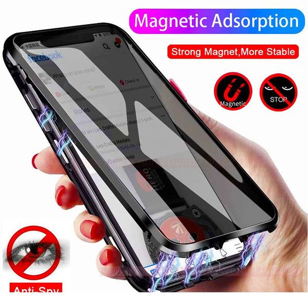 

anti peep magnetic case for xiaomi redmi note 10 8 8t 9s 9 pro lite k20 k30 double glass metal priv jllcvf