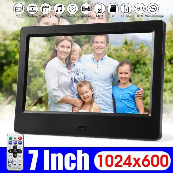 

digital po frames 7 inch screen led hd 1024x600 frame electronic picture music clock full function with remote control gift1