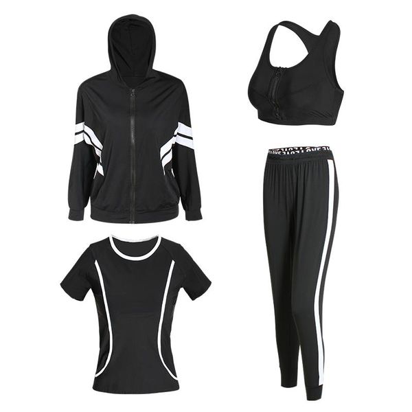 

yoga set women fitness clothing sportswear women tracksuits set gym clothing women's sports suit four pieces, White;red