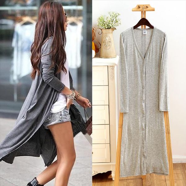 

cardigan women summer 2021 new thin kimono long casual modal gilet femme manche longue outerwear cardigans coats black gray coat, White;black
