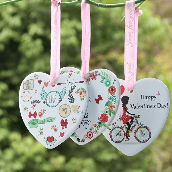 

valentines day pendant round heart-shaped ceramic ornament diy valentines day gift fall in love pendant ornament w-00580