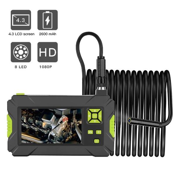 

industrial endoscope 1080p hd borescope 8mm inspection snake camera with 4.3 inch display screen 8 led lights for car pipe
